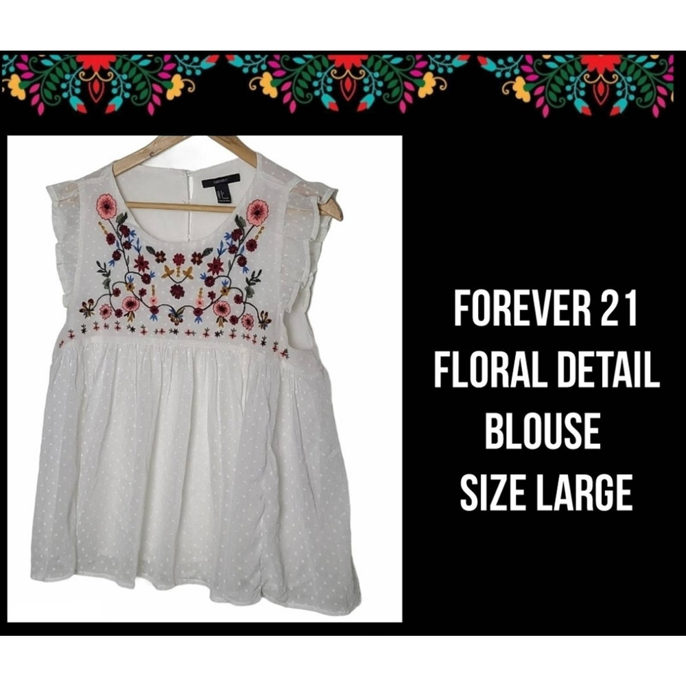 FOREVER 21 | SHEER BLOUSE W/FLORAL DETAIL